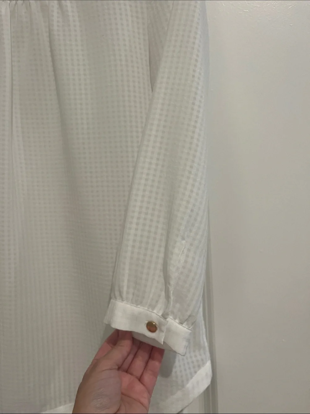 J. Crew White Textured Scoop-Neck Blouse